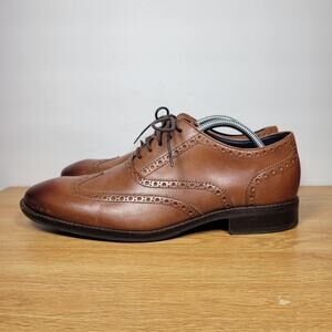 Cole Haan Wayne Dress Shoes Oxford British Tan Wingtip C30687 Mens Size 10